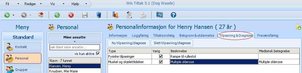 Tilpasning/diagnose