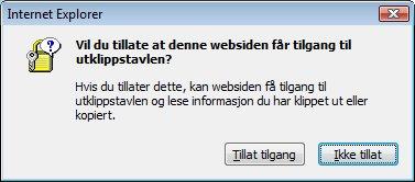 IE clipboard tilgang