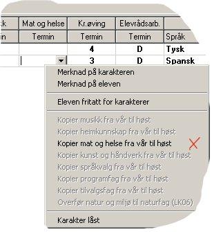 Wis Skole - Kopiere karakterer mellom terminer